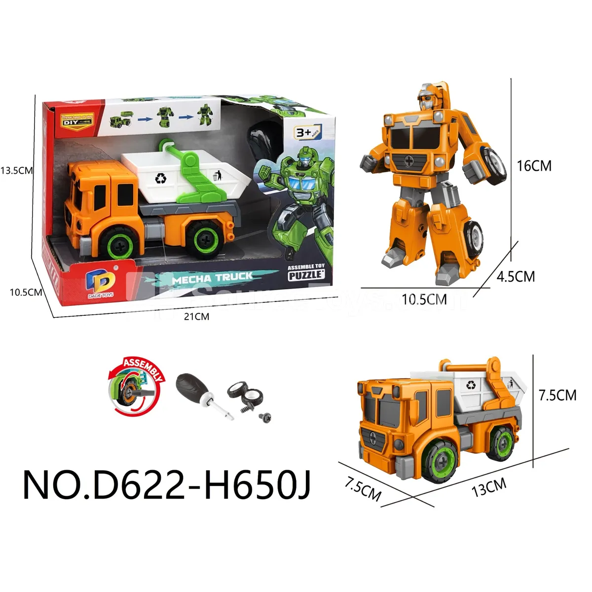 DIY Assembly Transforming Construction Vehicle Model Kit (D622-H650J)