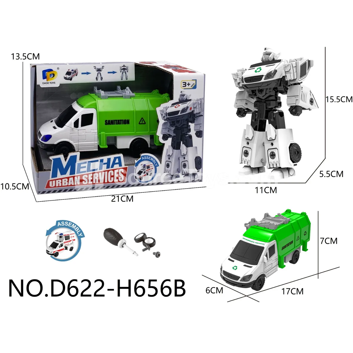 DIY Assembly Transforming Sanitation Vehicle (D622-H656B)