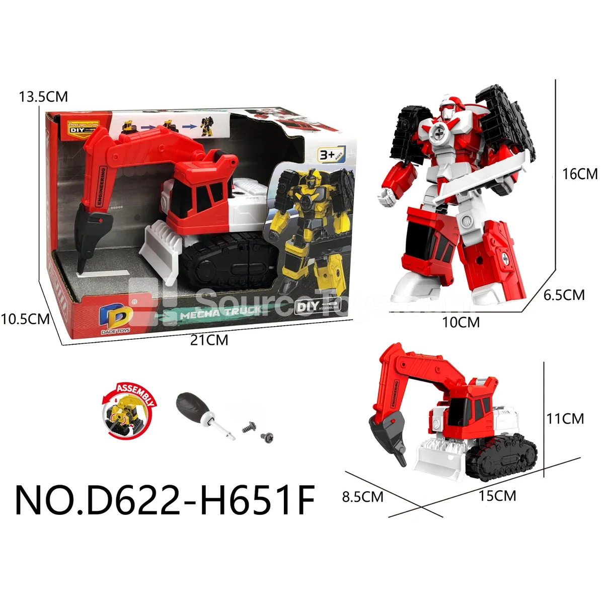 DIY Assembly Transforming Construction Vehicle Model Kit (D622-H651F)