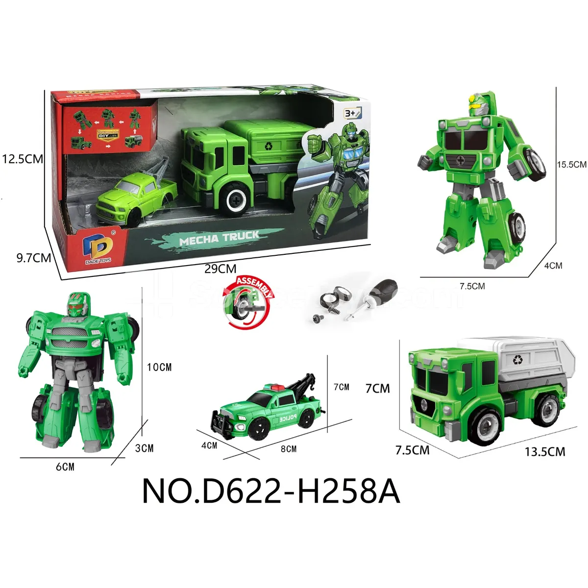 DIY Assembly Transforming Sanitation Vehicle Model Kit (D622-H258A)