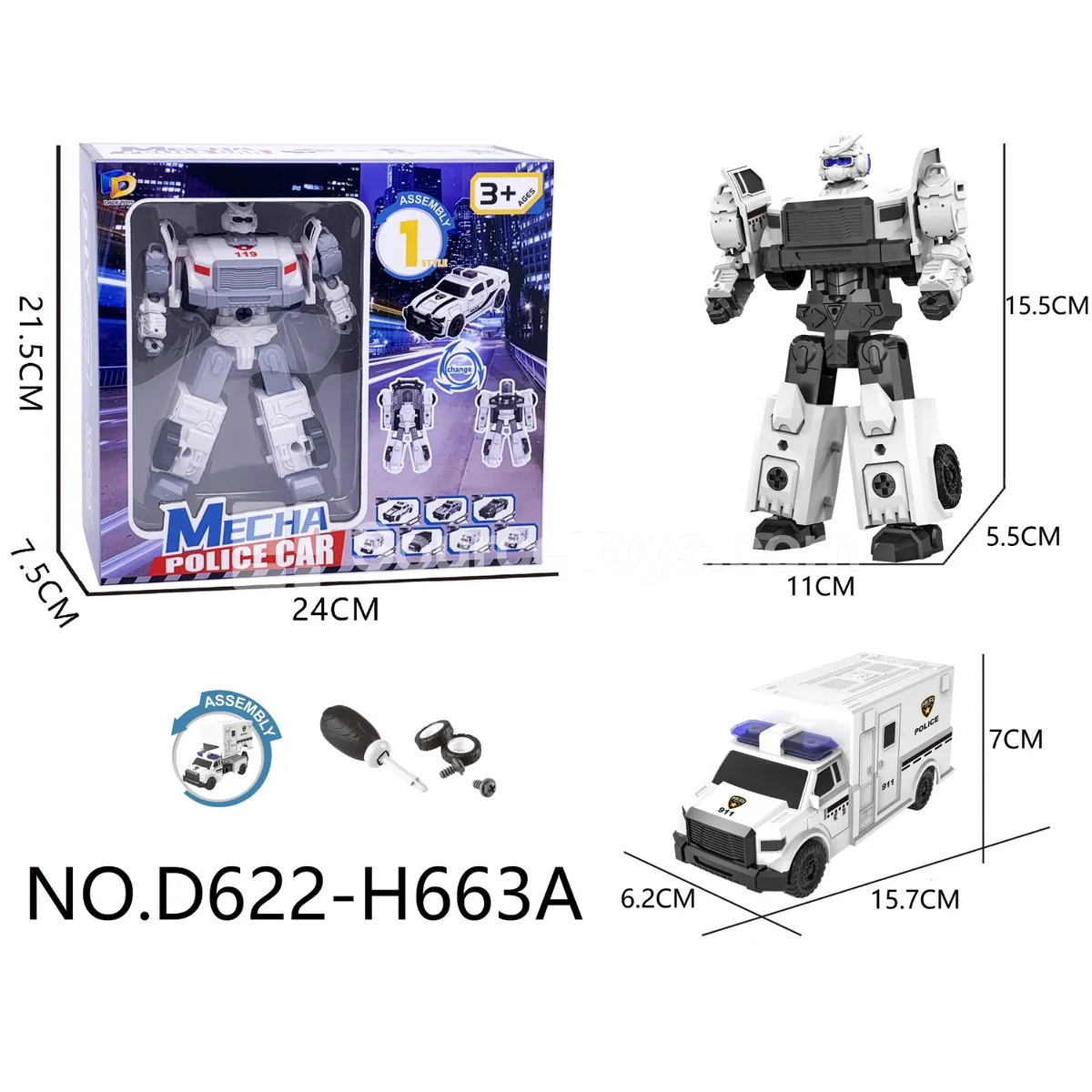 DIY Assembly Transforming Police Vehicle (D622-H663A)