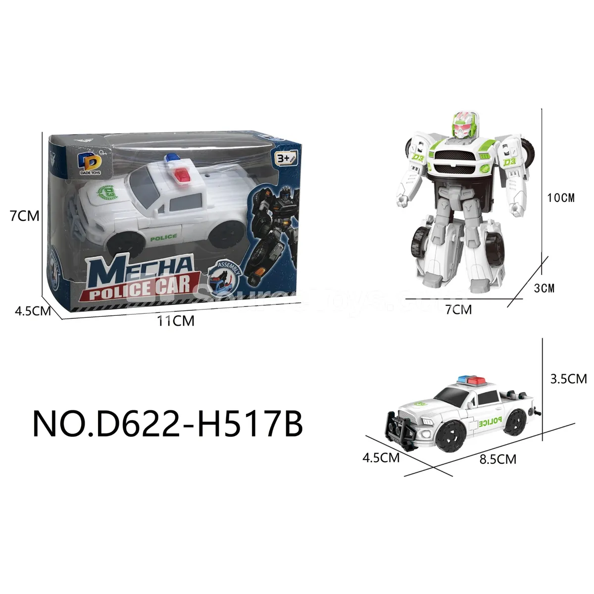 DIY Assembly Transforming Police Car Model Kit (D622-H517B) DIY Assembly Transforming Police Car Model Kit (D622-H517B)