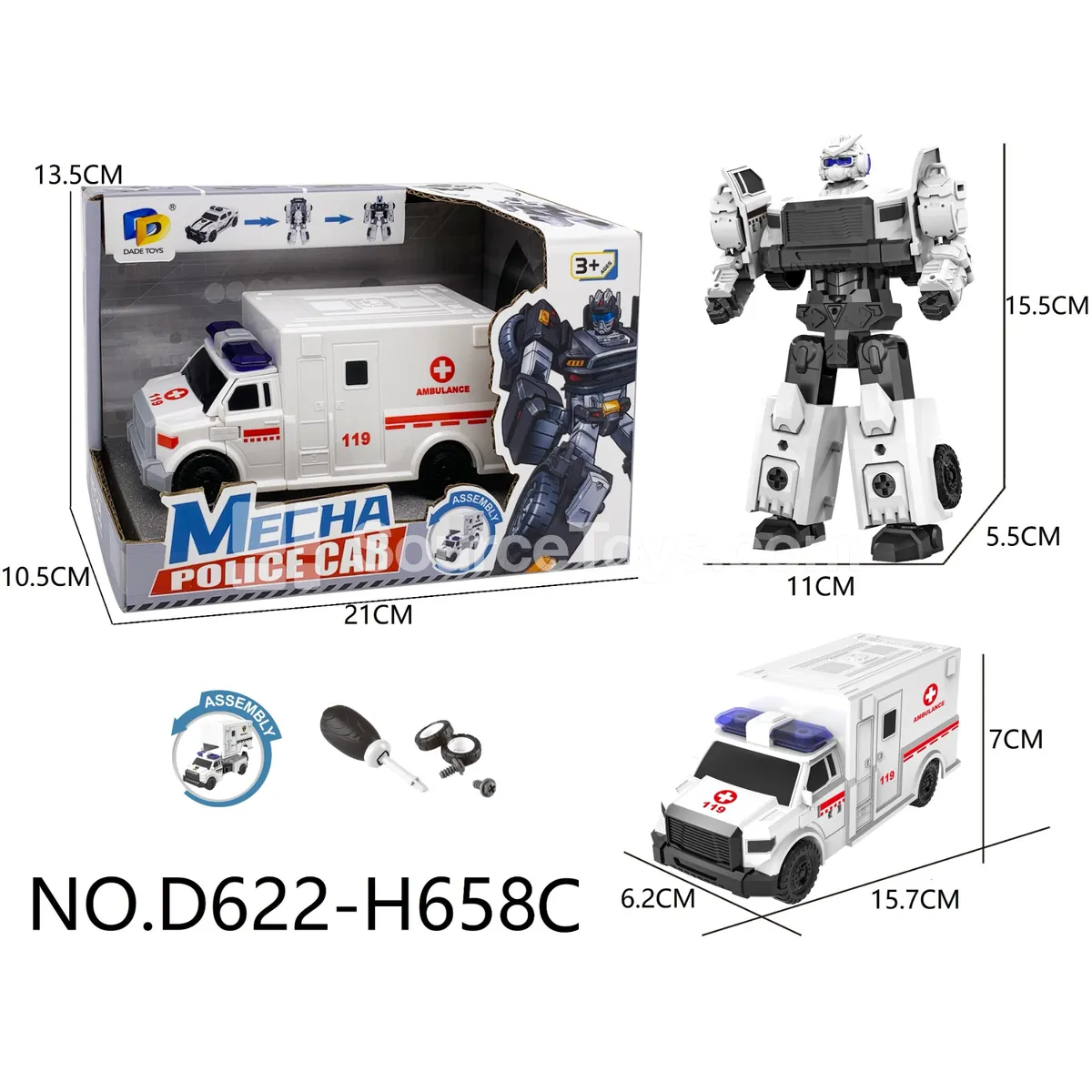 DIY Assembly Transforming Ambulance Toy (D622-H658C) DIY Assembly Transforming Ambulance Toy (D622-H658C)