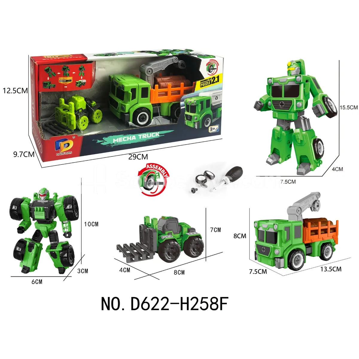 DIY Assembly Transforming Sanitation Vehicle Model Kit (D622-H258F) DIY Assembly Transforming Sanitation Vehicle Model Kit (D622-H258F)