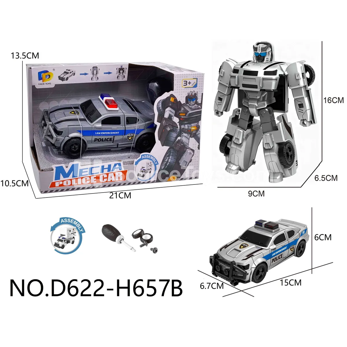 DIY Assembly Transforming Police Vehicle Model Kit (D622-H657B) DIY Assembly Transforming Police Vehicle Model Kit (D622-H657B)