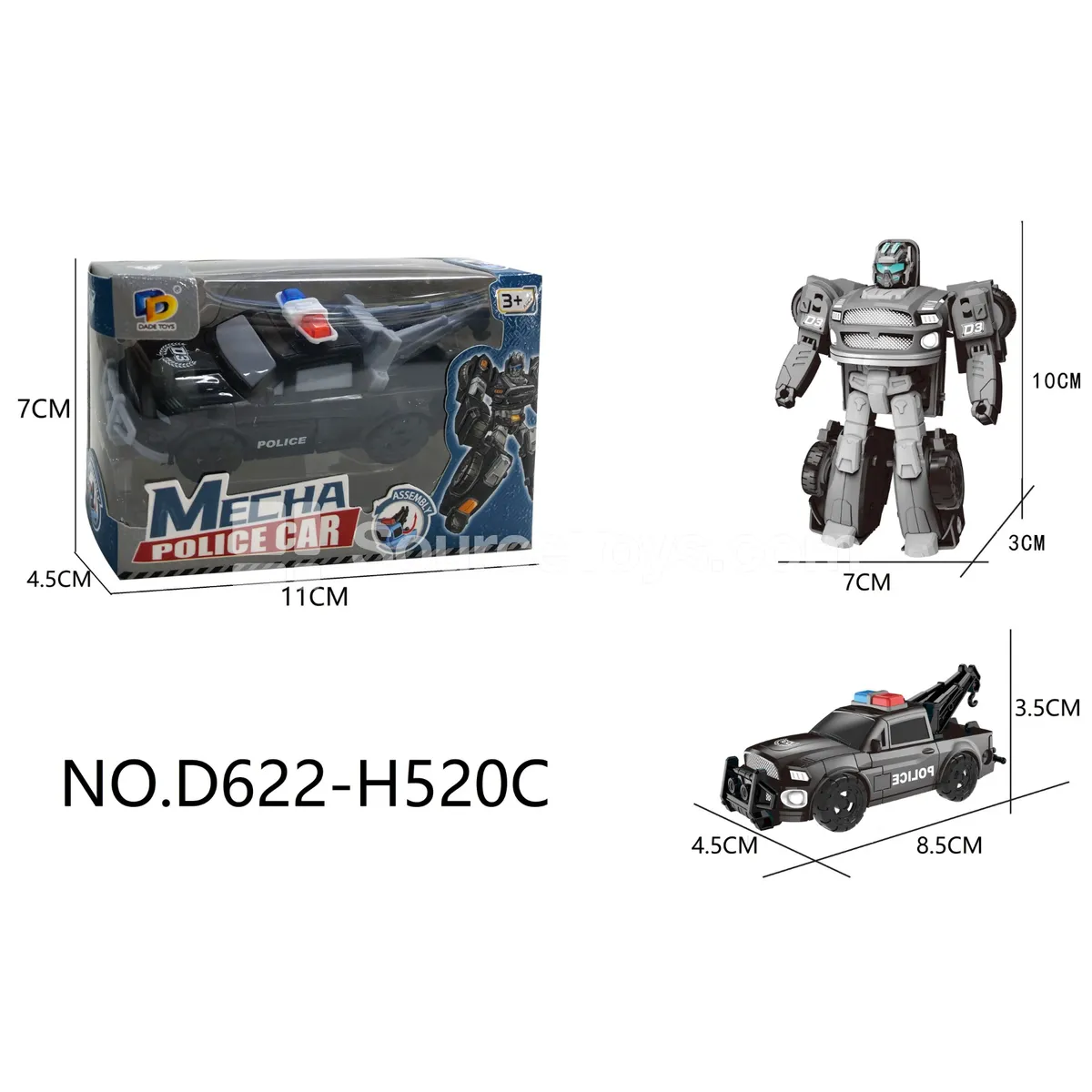 DIY Transforming Police Car Model Kit (D622-H520C) DIY Transforming Police Car Model Kit (D622-H520C)
