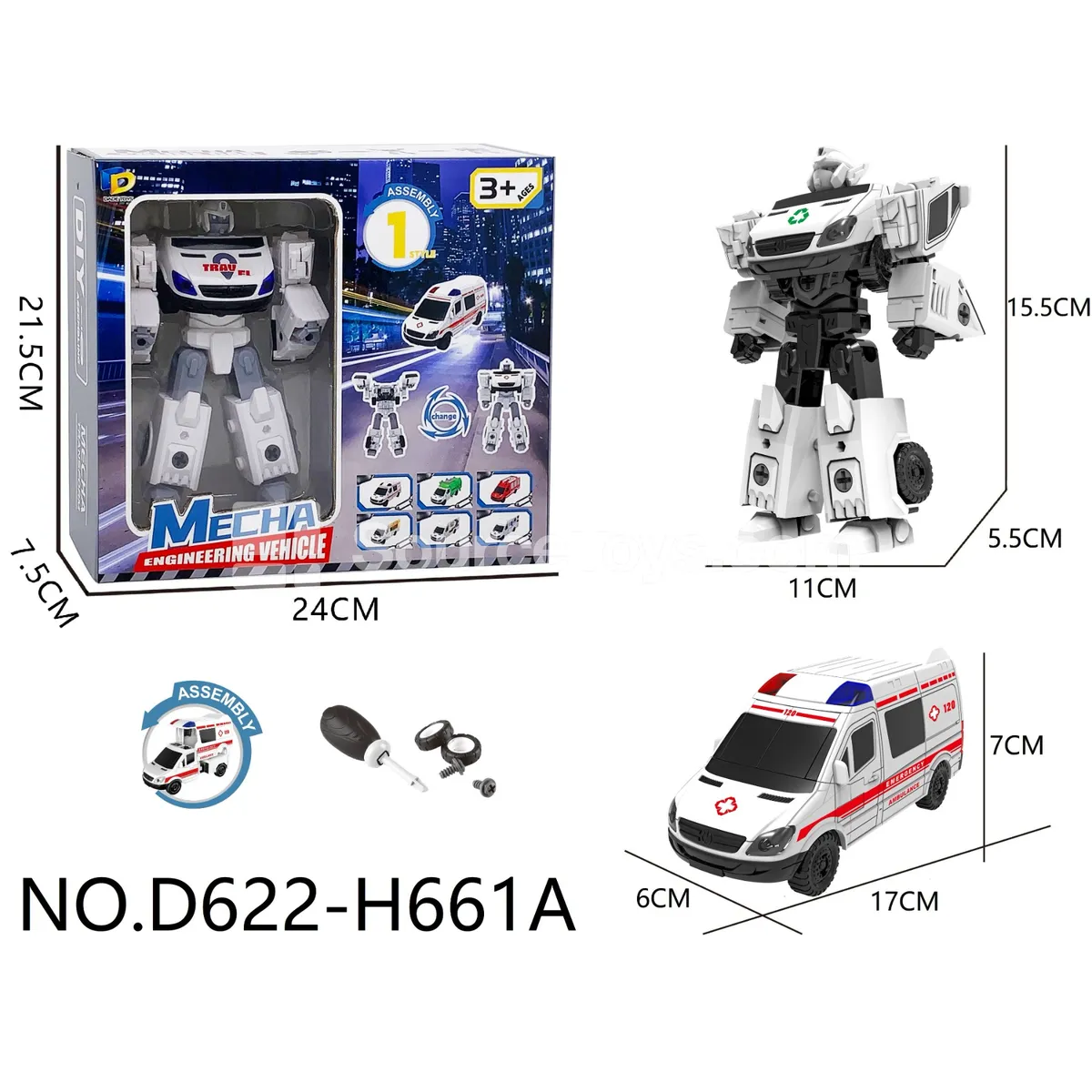 DIY Assembly Transforming Sanitation Vehicle Model Kit (D622-H661A) DIY Assembly Transforming Sanitation Vehicle Model Kit (D622-H661A)
