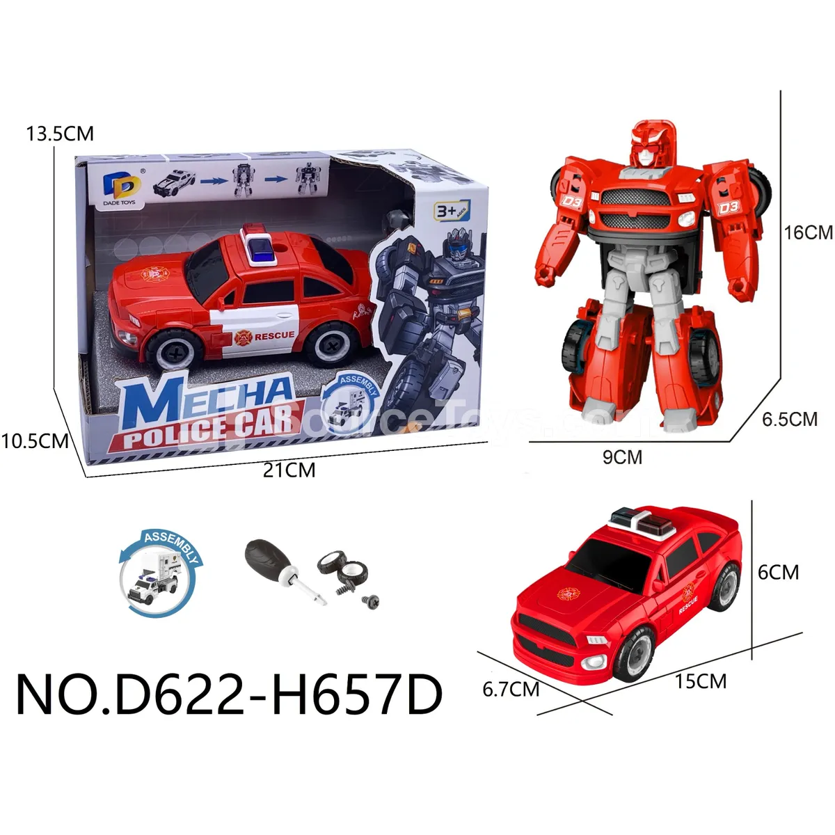 DIY Transforming Police Car Model Kit (D622-H657D)