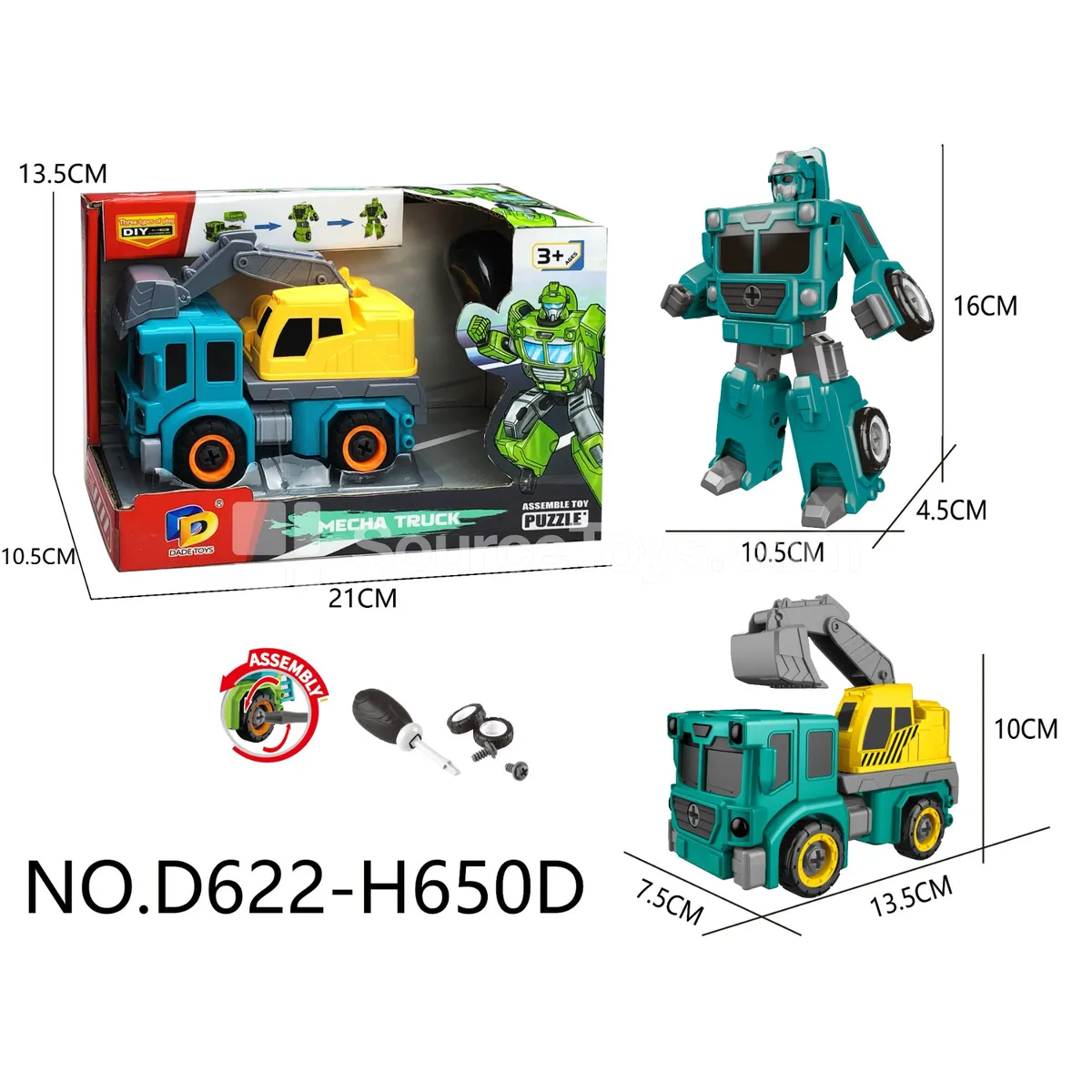 DIY Assembly Transforming Construction Vehicle Model Kit (D622-H650D)