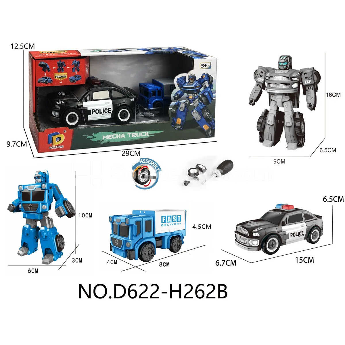 DIY Assembly Transforming Police Vehicle Model Kit (D622-H262B)