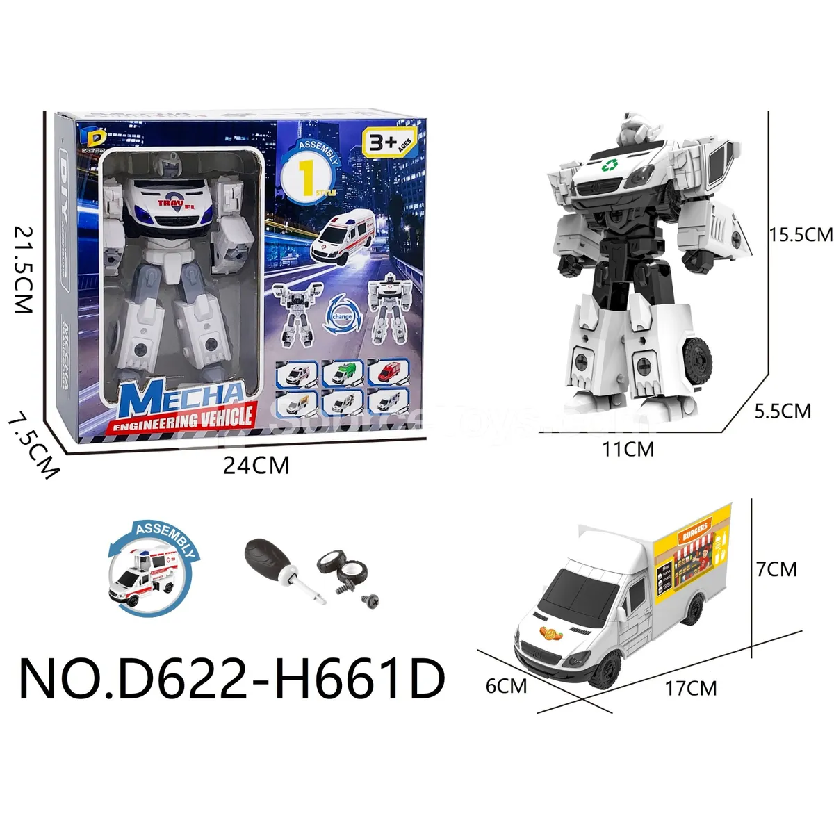 DIY Transforming Burger Car Model Kit (D622-H661D)