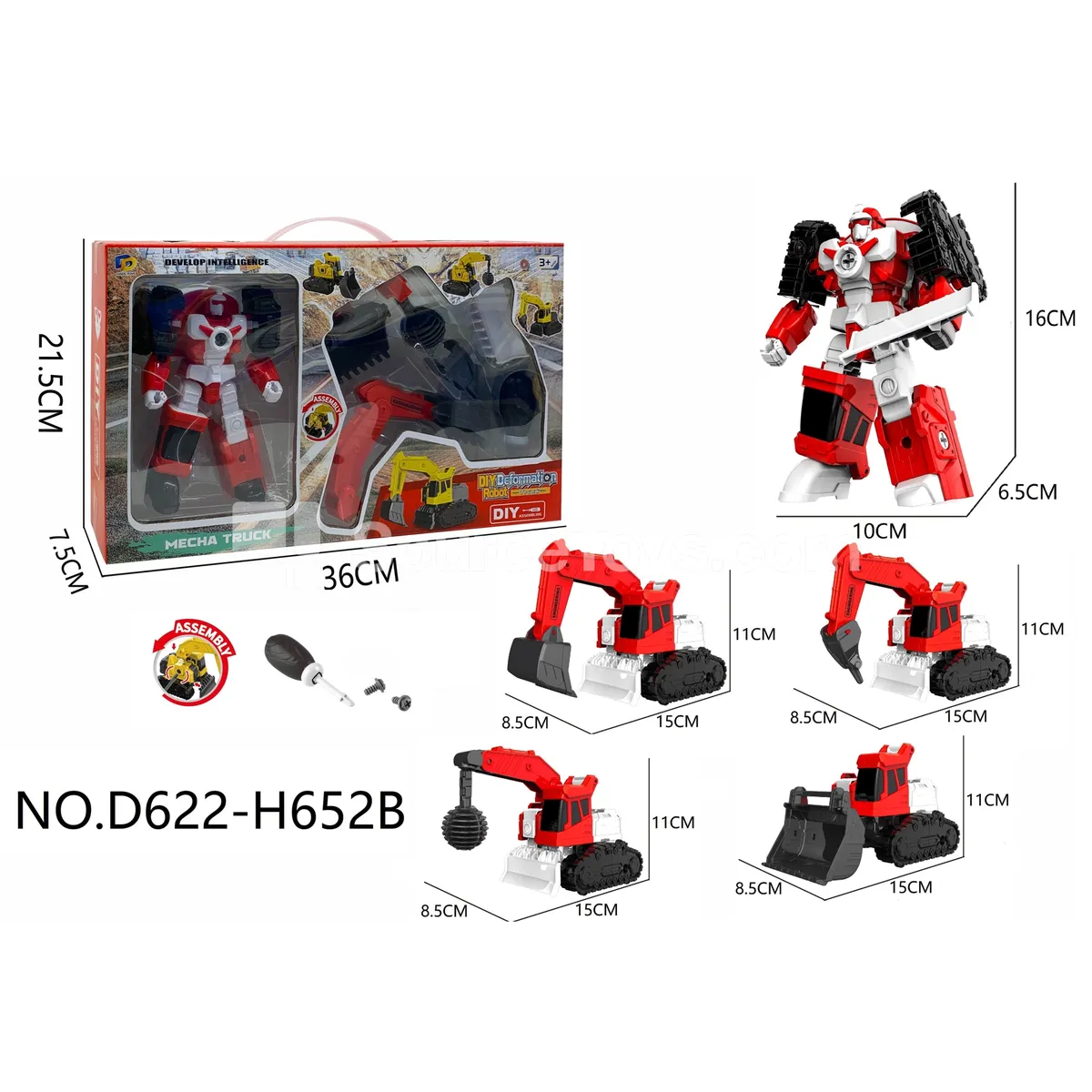DIY Assembly Transforming Construction Vehicle Model Kit (D622- -H652B)