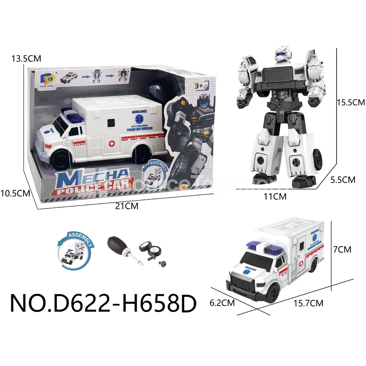 DIY Assembly Transforming Ambulance Toy (D622-H658D)