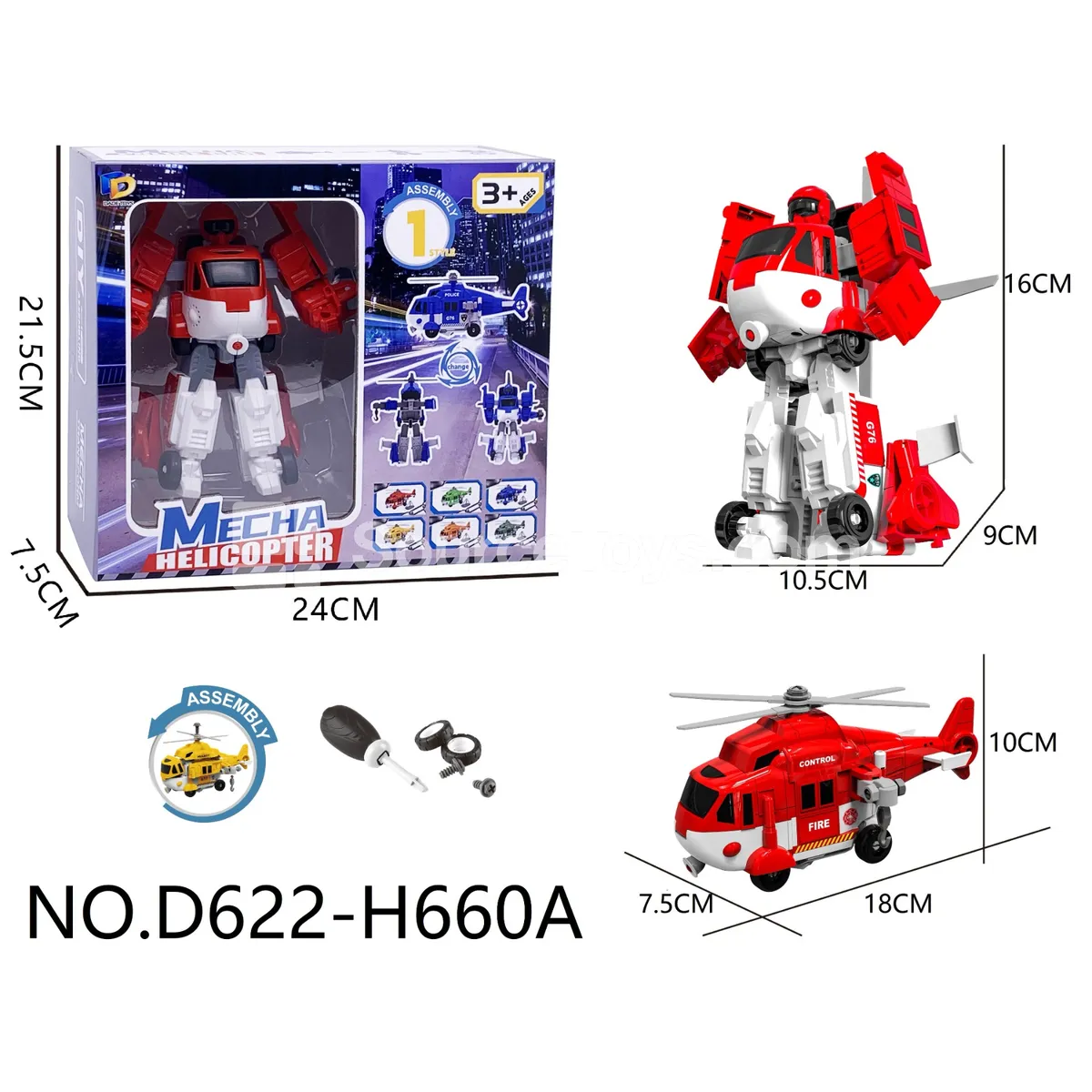 DIY Assembly Transforming Helicopter Model Kit (D622-H660A)