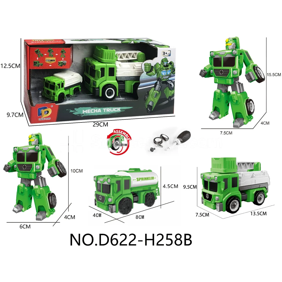 DIY Assembly Transforming Sanitation Vehicle Model Kit (D622-H258B)