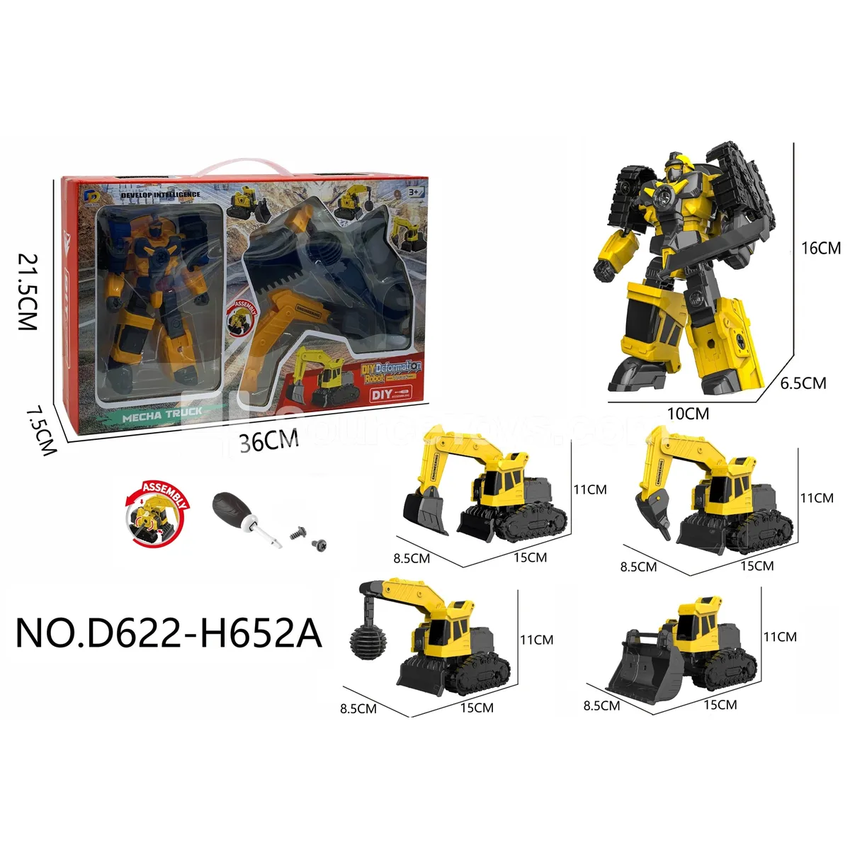 DIY Assembly Transforming Construction Vehicle Model Kit (D622- H652A)