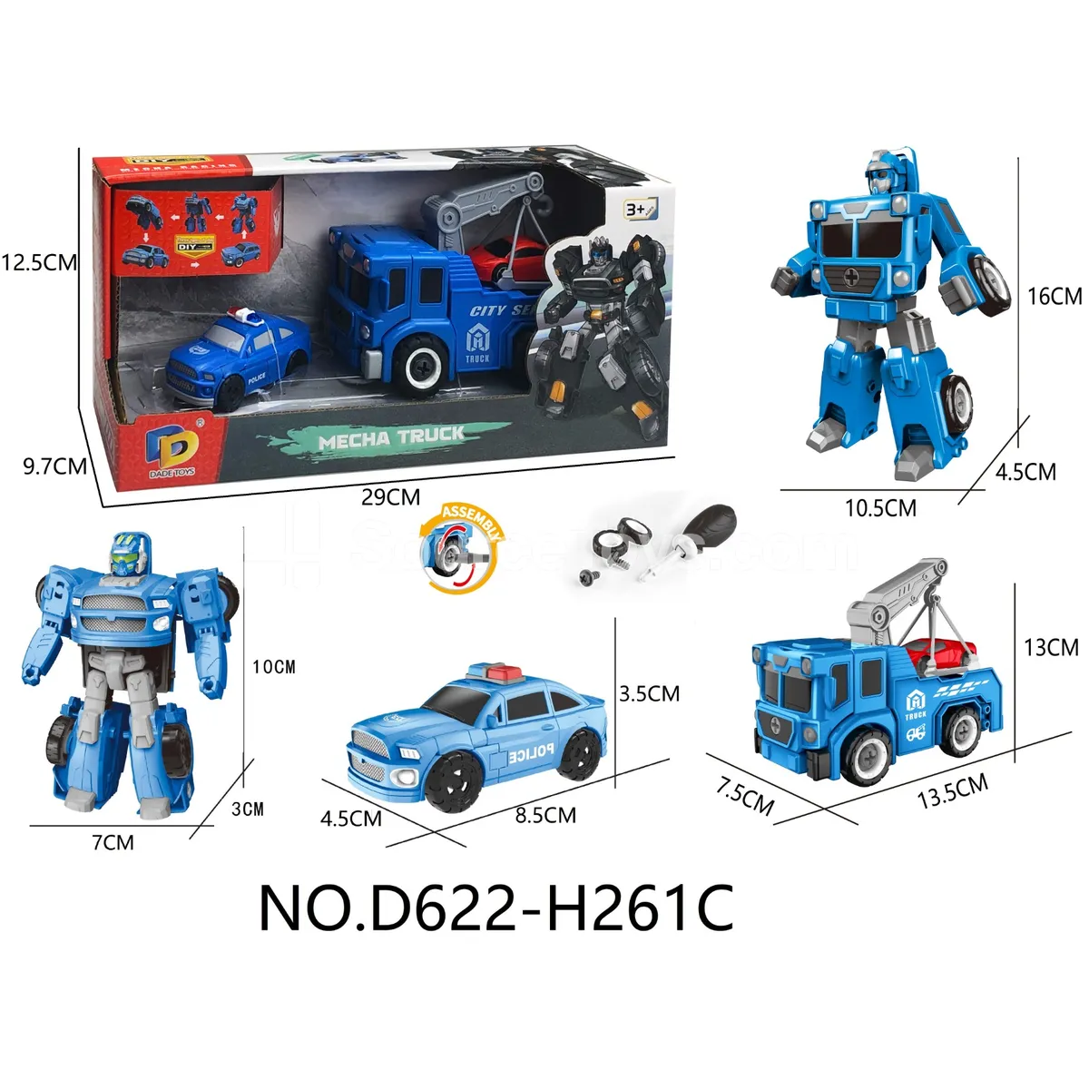 DIY Assembly Transforming City Rescue Vehicle Model Kit (D622-H261C)