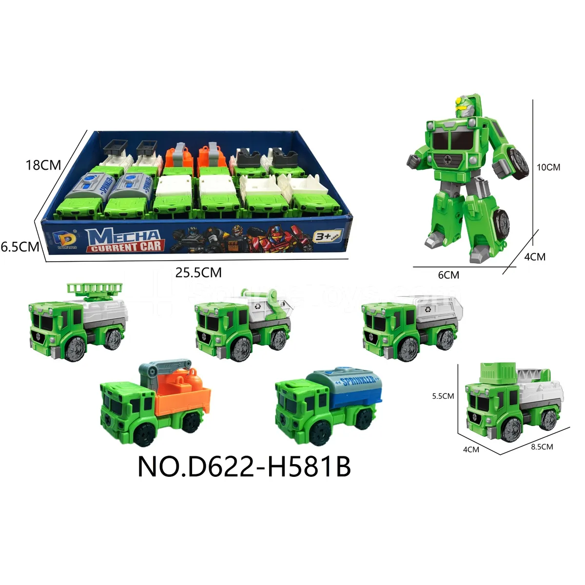 DIY Assembly Transforming Sanitation Vehicle Model Kit (D622-H581B)