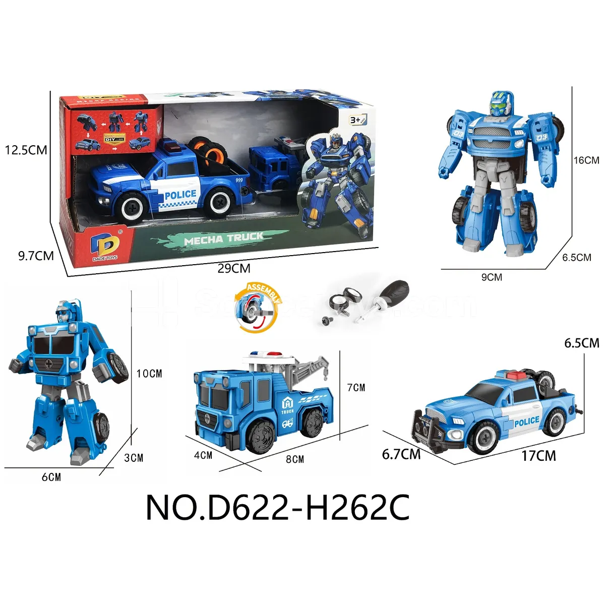 DIY Assembly Transforming Police Vehicle Model Kit (D622-H262C)