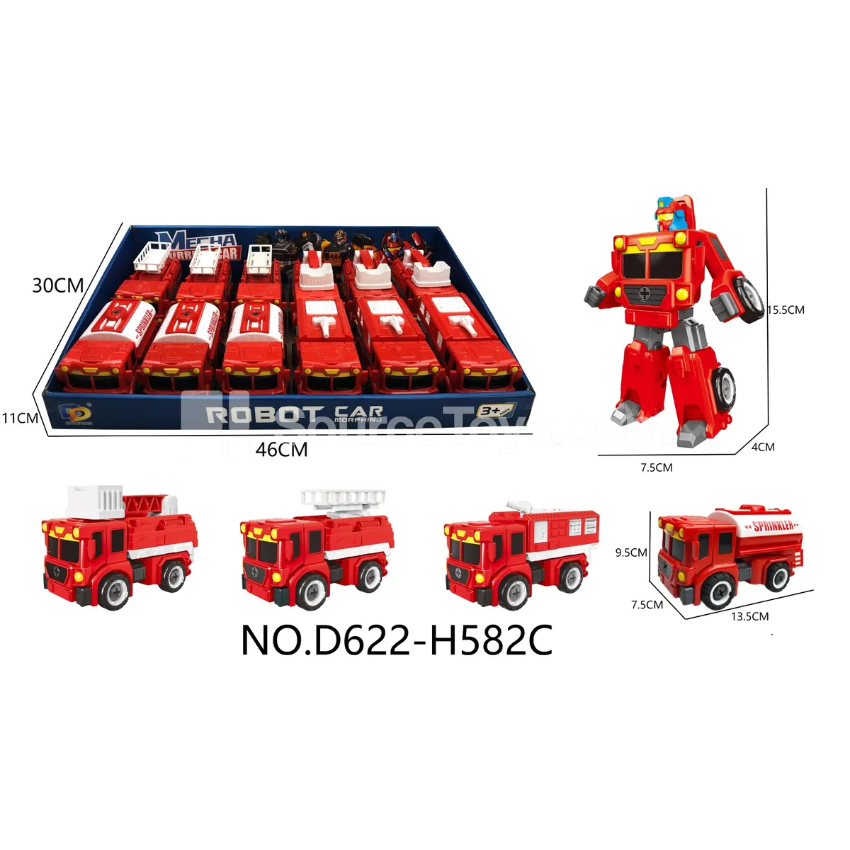 DIY Assembly Transforming Fire Truck Model Kit (D622-H582C)