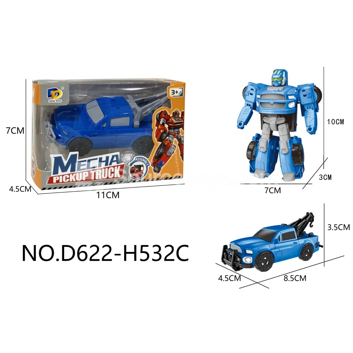 DIY Transforming Pickup Truck Model Kit (D622-H532C)