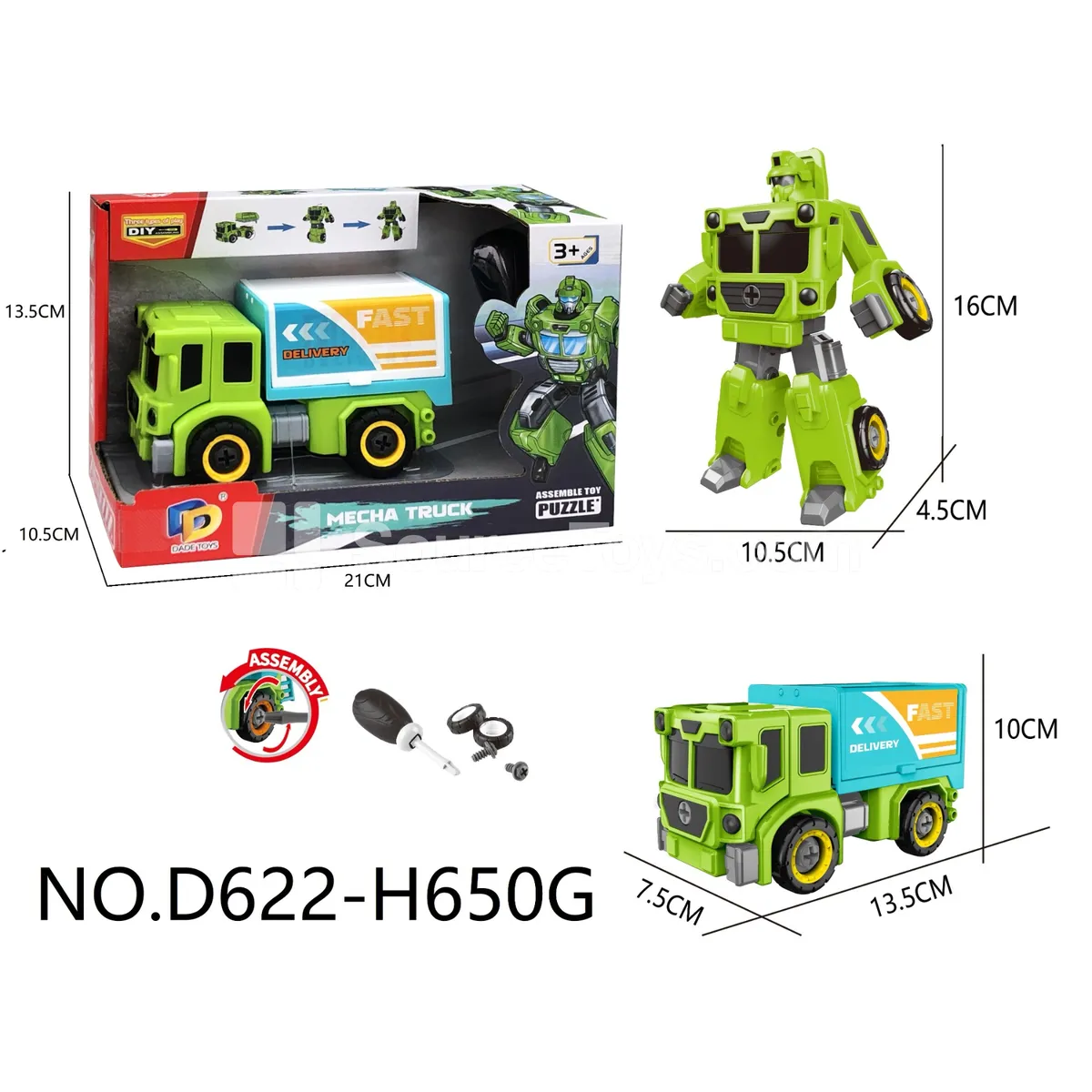 DIY Assembly Transforming Construction Vehicle Model Kit (D622-H650G) DIY Assembly Transforming Construction Vehicle Model Kit (D622-H650G)