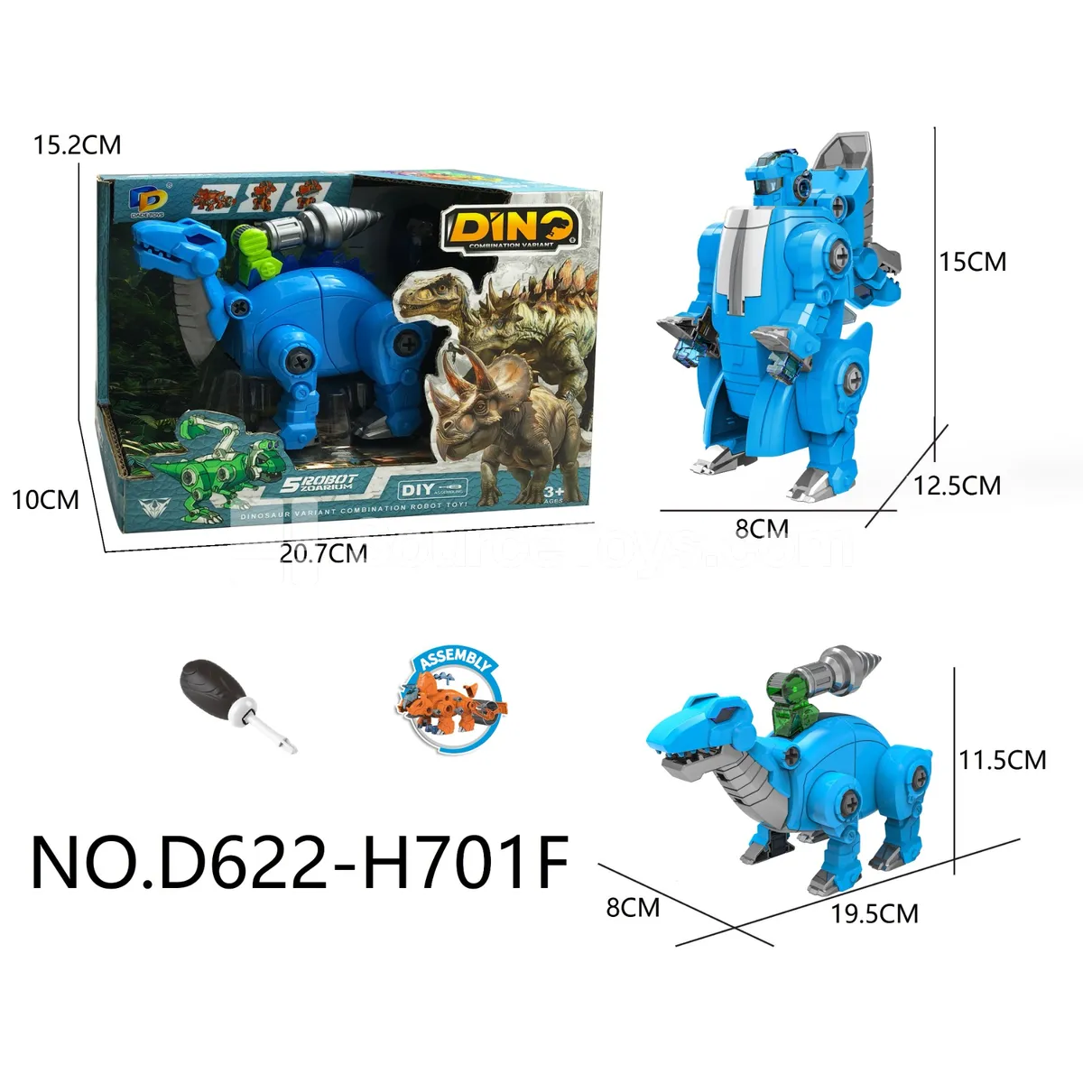 DIY Assembly Transforming Dinosaur with Lights and Music (D622-H701F) DIY Assembly Transforming Dinosaur with Lights and Music (D622-H701F)