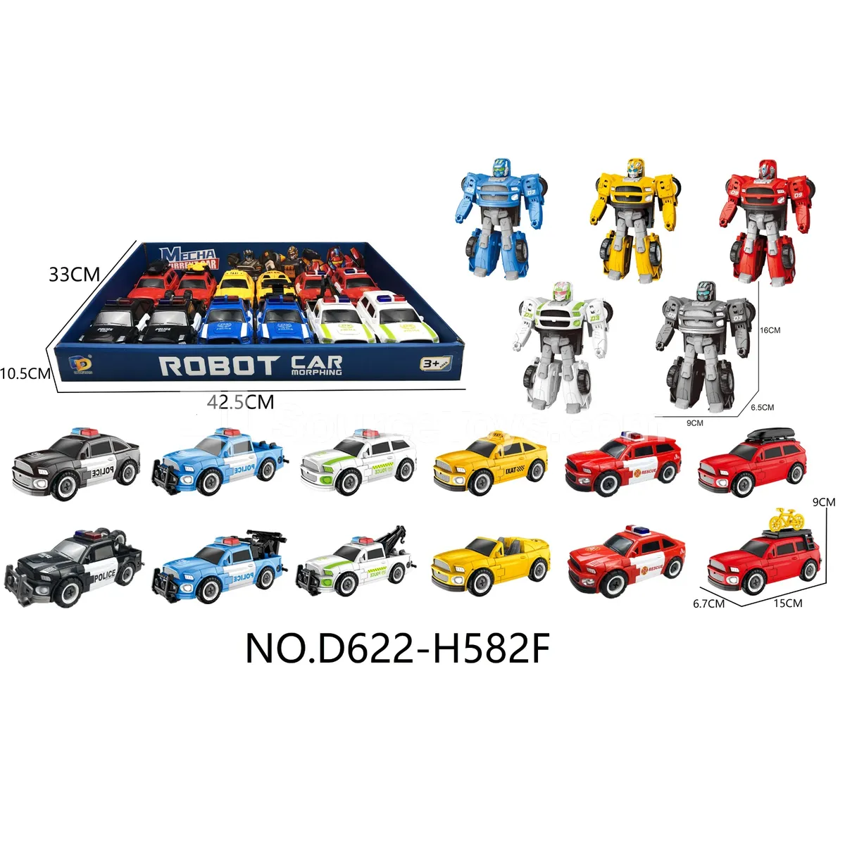 DIY Transforming Police Car Model Kit (D622-H582F) DIY Transforming Police Car Model Kit (D622-H582F)