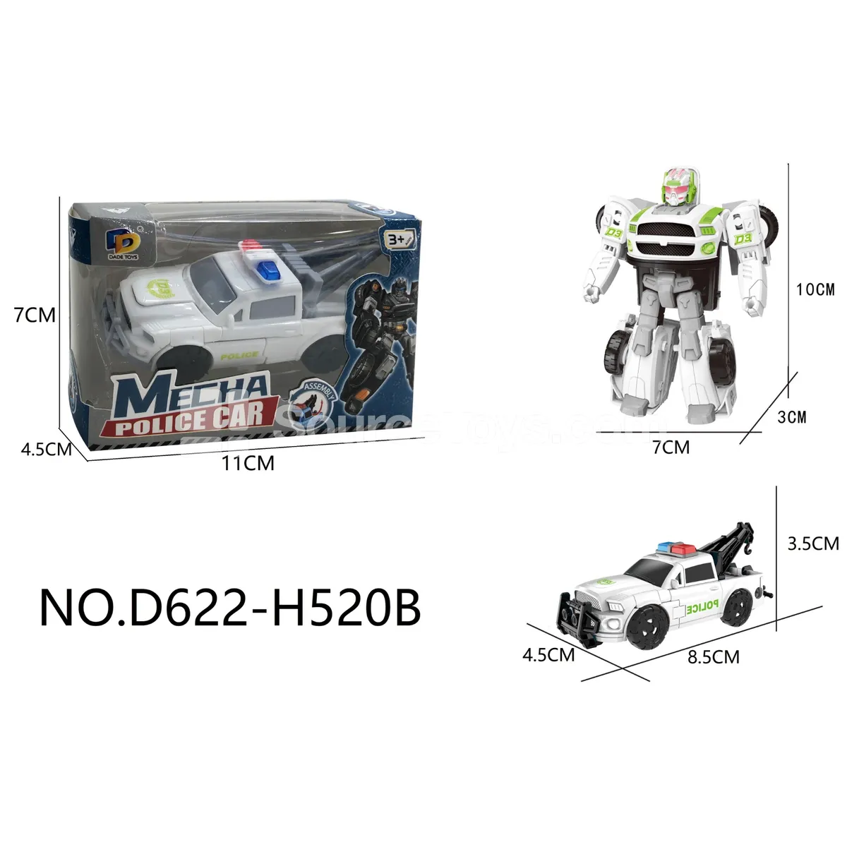 DIY Assembly Transforming Police Car Model Kit (D622-H520B) DIY Assembly Transforming Police Car Model Kit (D622-H520B)