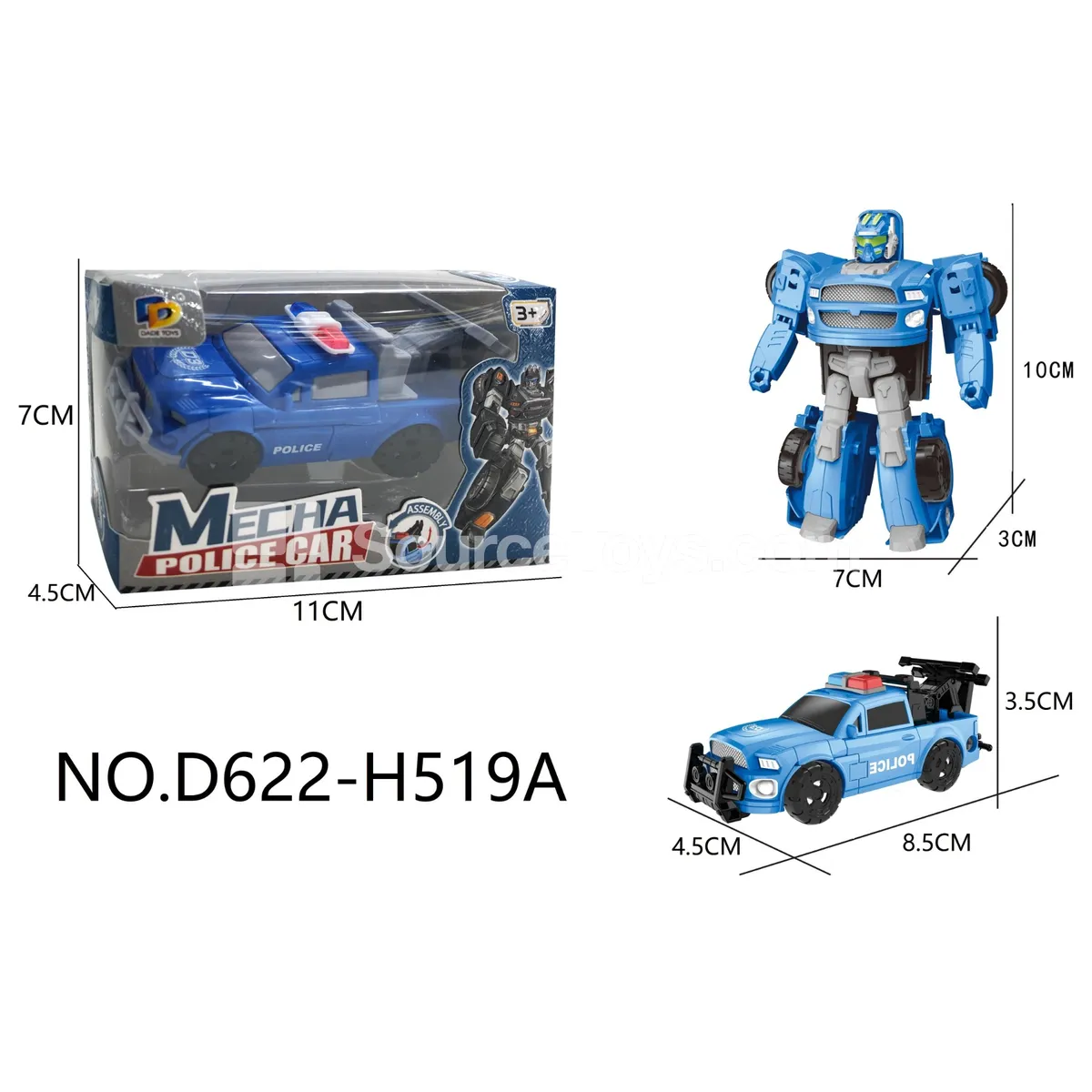 DIY Transforming Police Car Model Kit (D622-H519A) DIY Transforming Police Car Model Kit (D622-H519A)