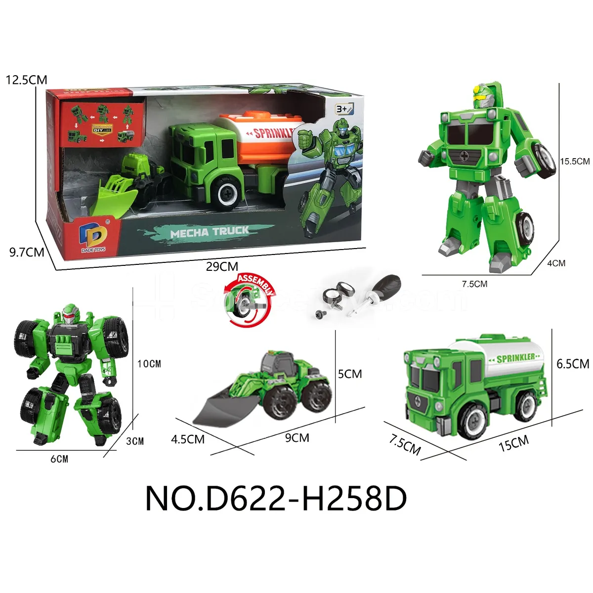 DIY Assembly Transforming Sanitation Vehicle Model Kit (D622-H258D) DIY Assembly Transforming Sanitation Vehicle Model Kit (D622-H258D)
