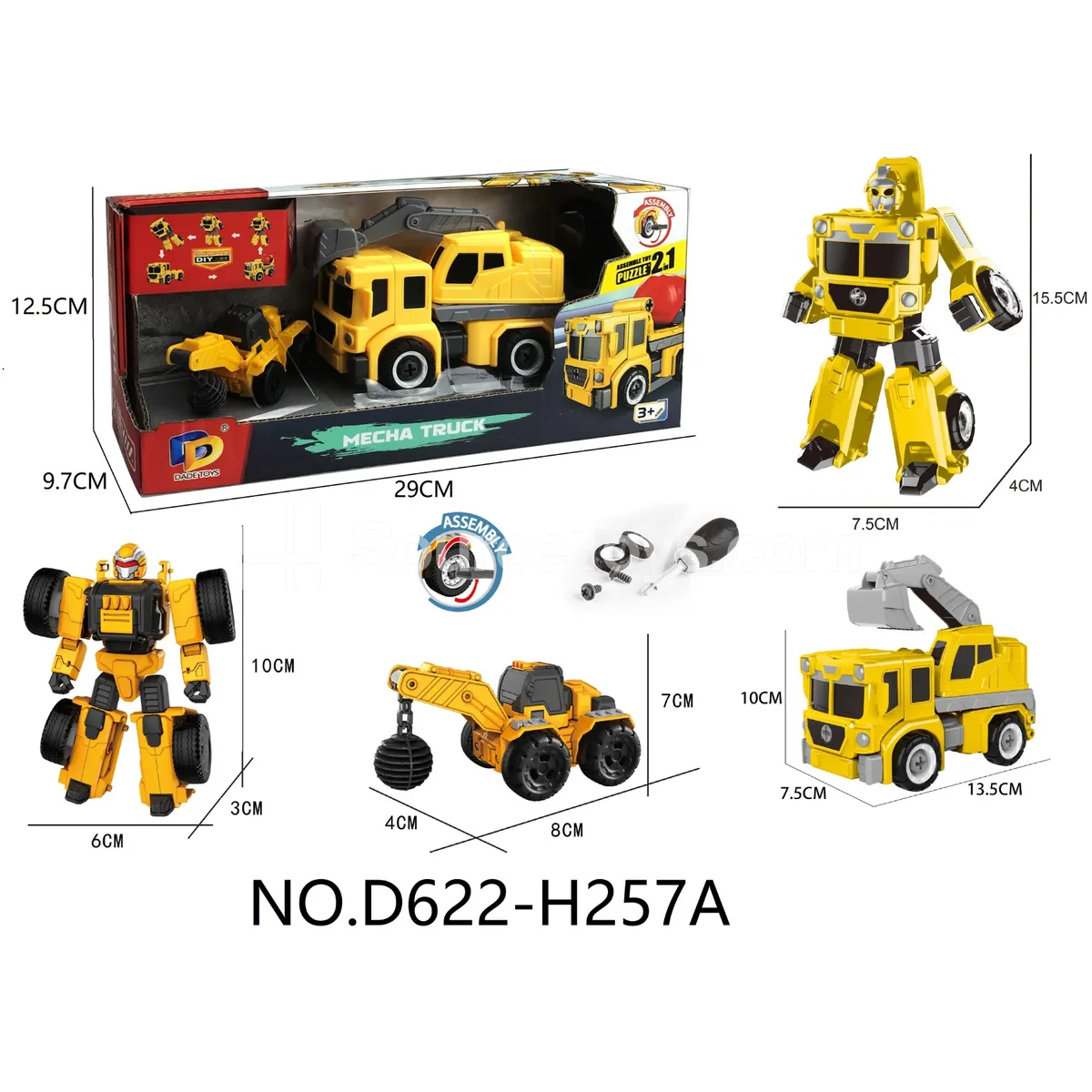 DIY Assembly Transforming Construction Vehicle Model Kit (D622-H257A) DIY Assembly Transforming Construction Vehicle Model Kit (D622-H257A)