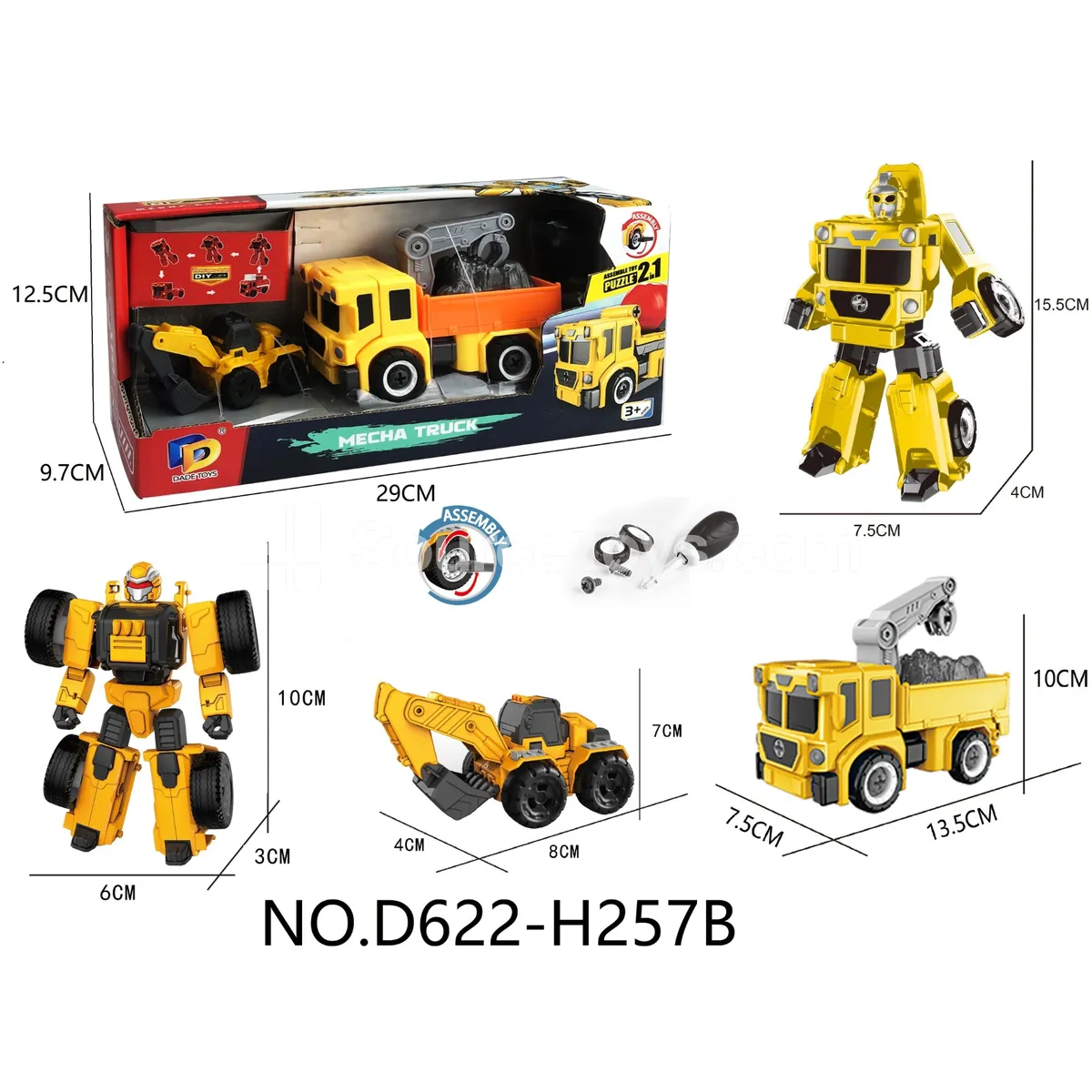 DIY Assembly Transforming Construction Vehicle Model Kit (D622-H257B) DIY Assembly Transforming Construction Vehicle Model Kit (D622-H257B)