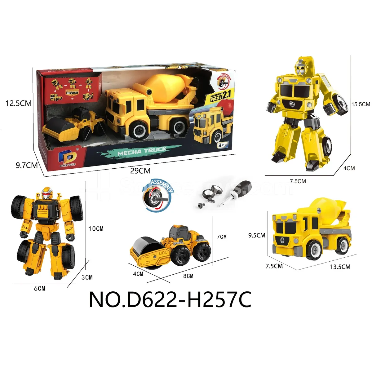 DIY Assembly Transforming Construction Vehicle Model Kit (D622-H257C) DIY Assembly Transforming Construction Vehicle Model Kit (D622-H257C)