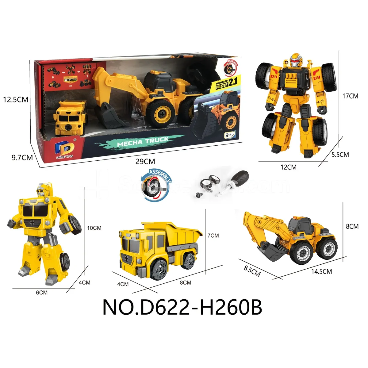 DIY Assembly Transforming Construction Vehicle Model Kit (D622-H260B) DIY Assembly Transforming Construction Vehicle Model Kit (D622-H260B)