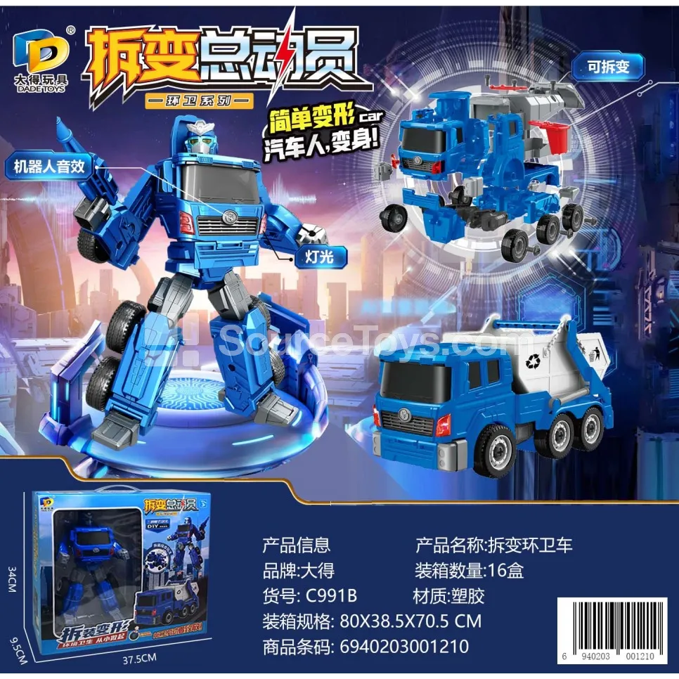 Sanitation Vehicle Take-Apart Transforming Toy (C991B)