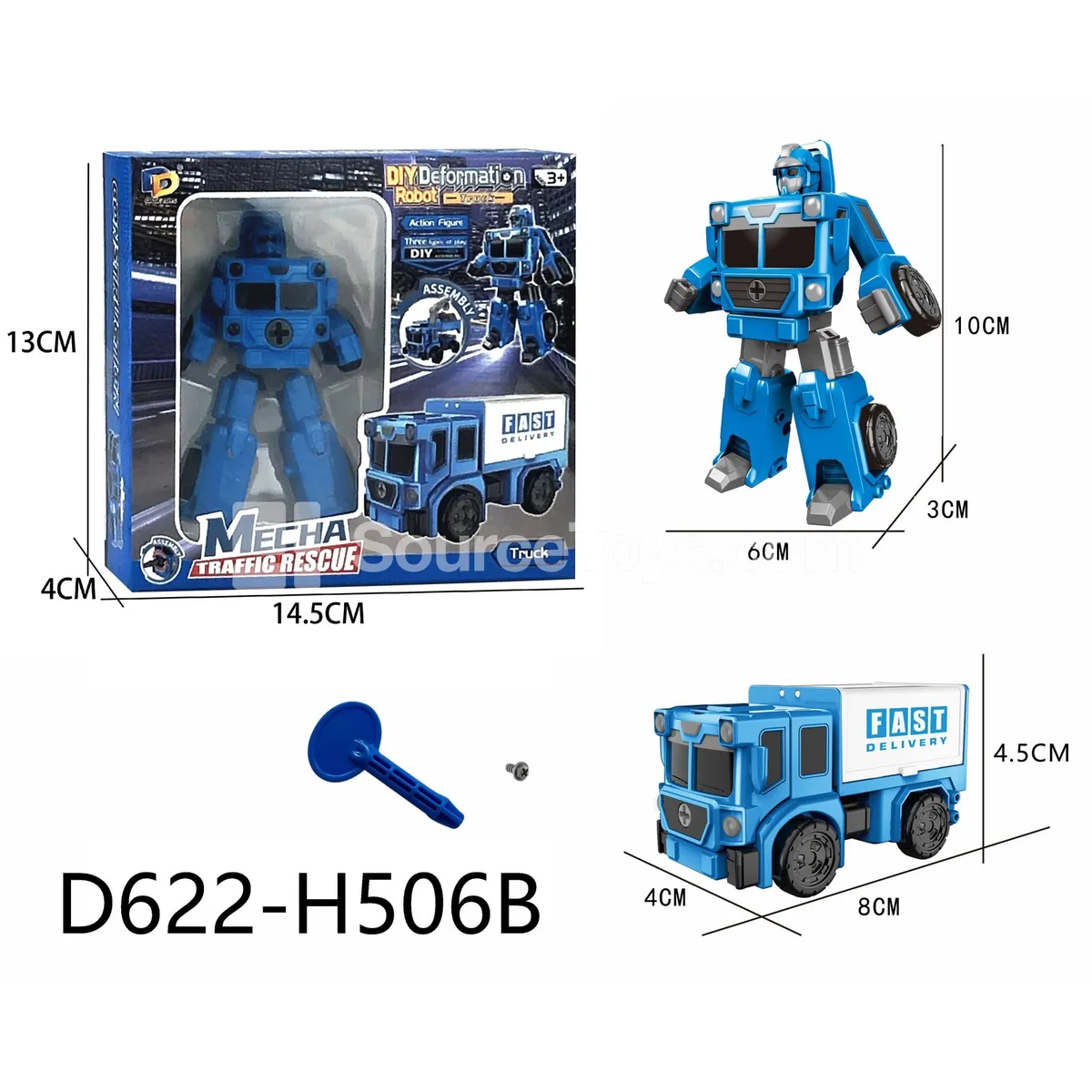 DIY Assembly Transforming Rescue Vehicle Model Kit (D622-H506B)