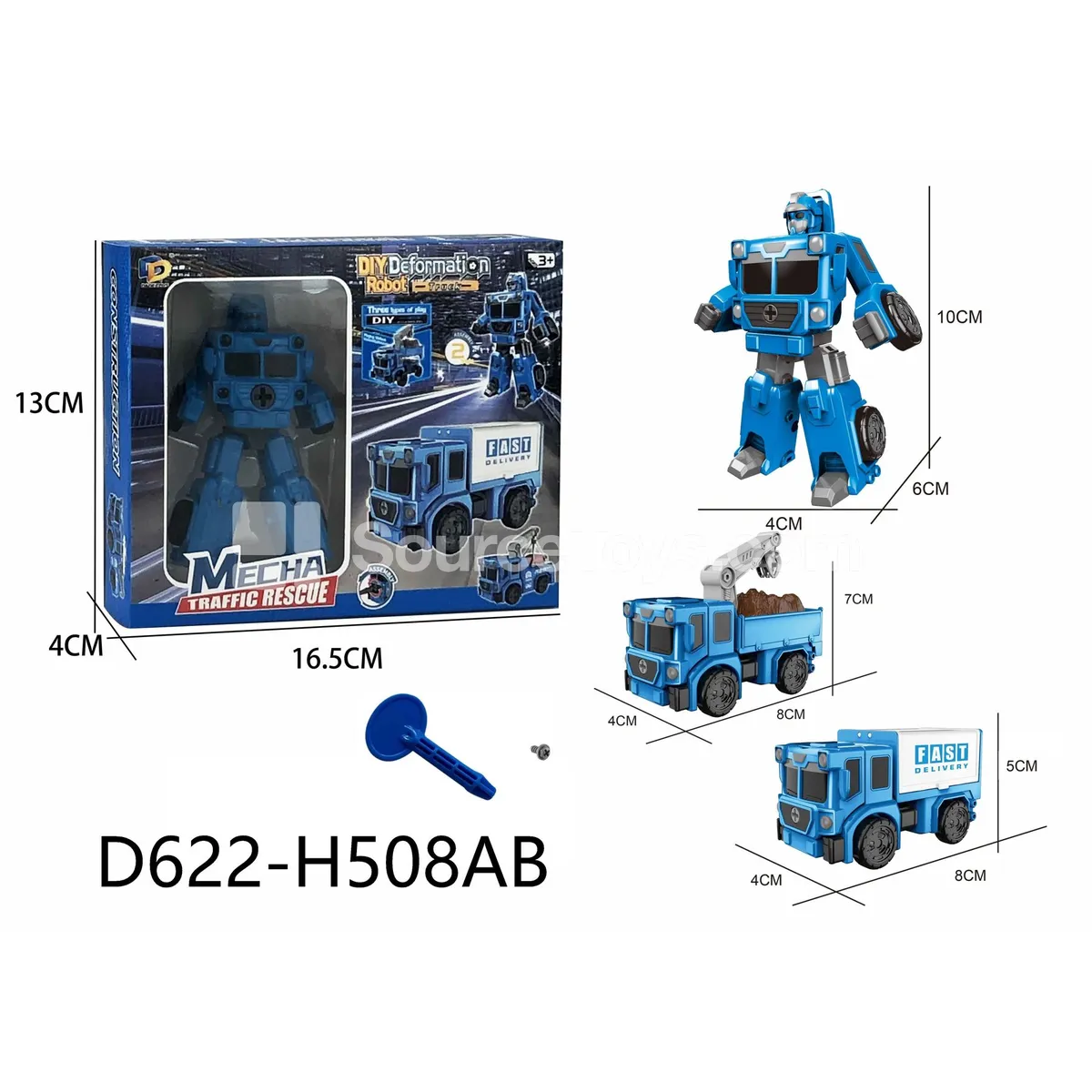DIY Assembly Transforming Rescue Vehicle Model Kit (D622-H508AB)