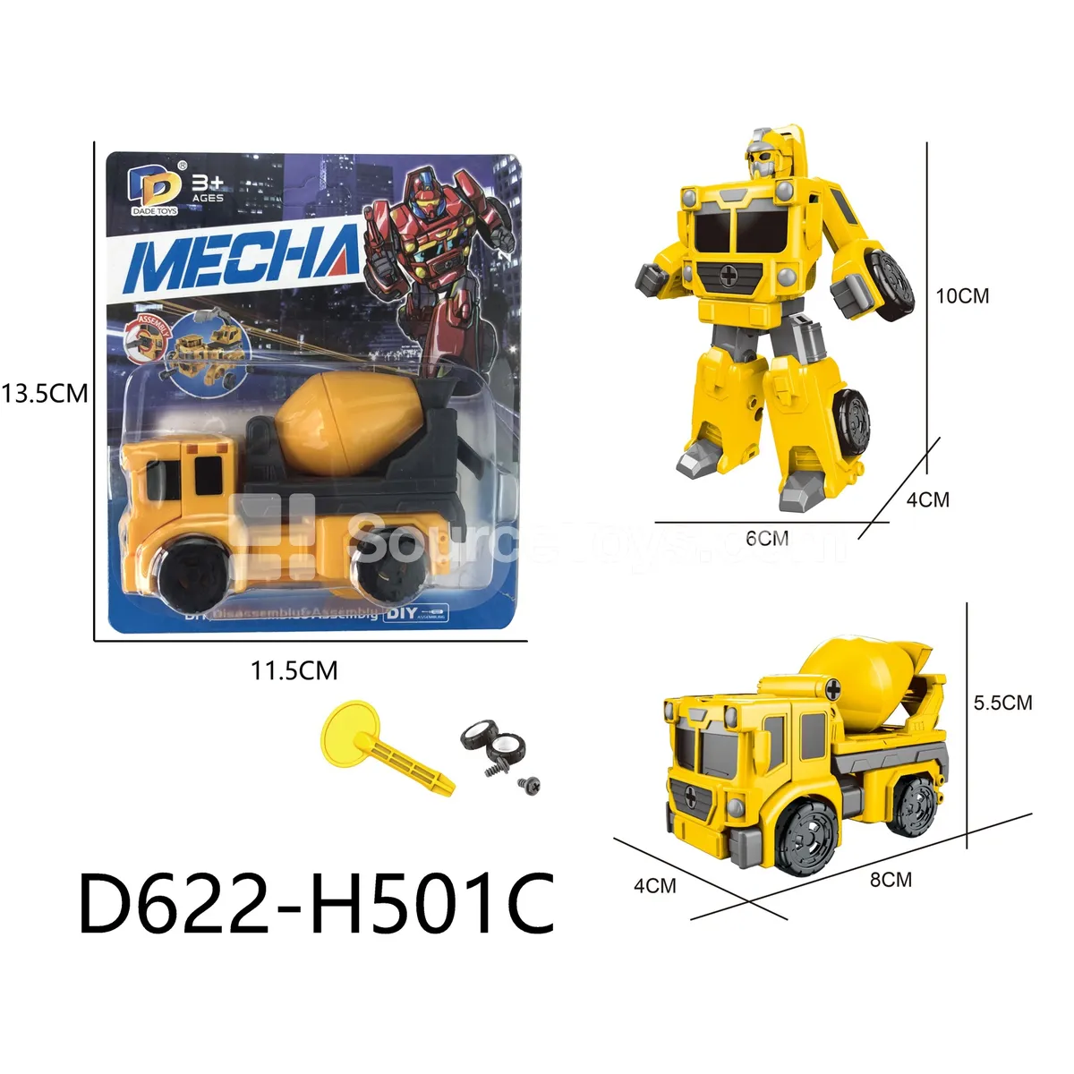 DIY Assembly Transforming Construction Vehicle Model Kit (D622-H501C)