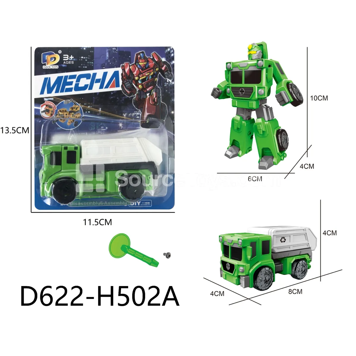 DIY Assembly Transforming Sanitation Vehicle Model Kit (D622-H502A)