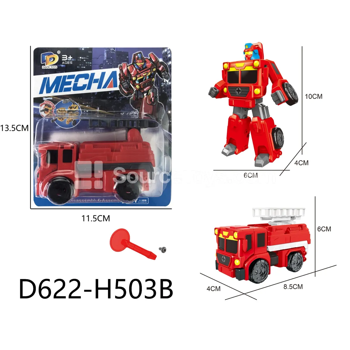 DIY Assembly Transforming Fire Truck Model Kit (D622-H503B)