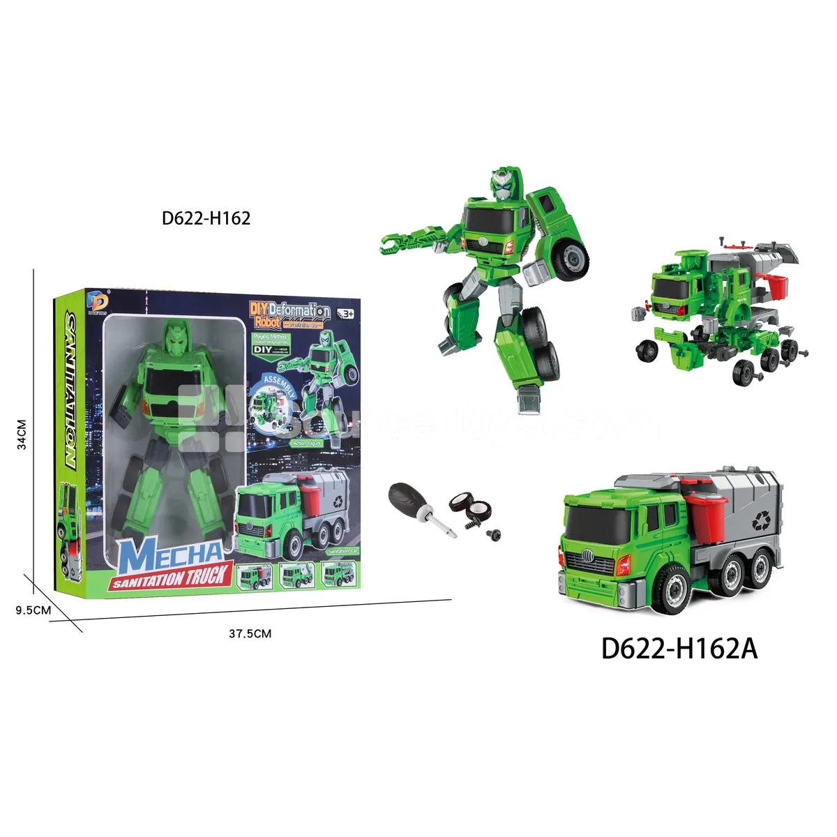 DIY Assembly Transforming Sanitation Vehicle Model Kit (D622-H162A)