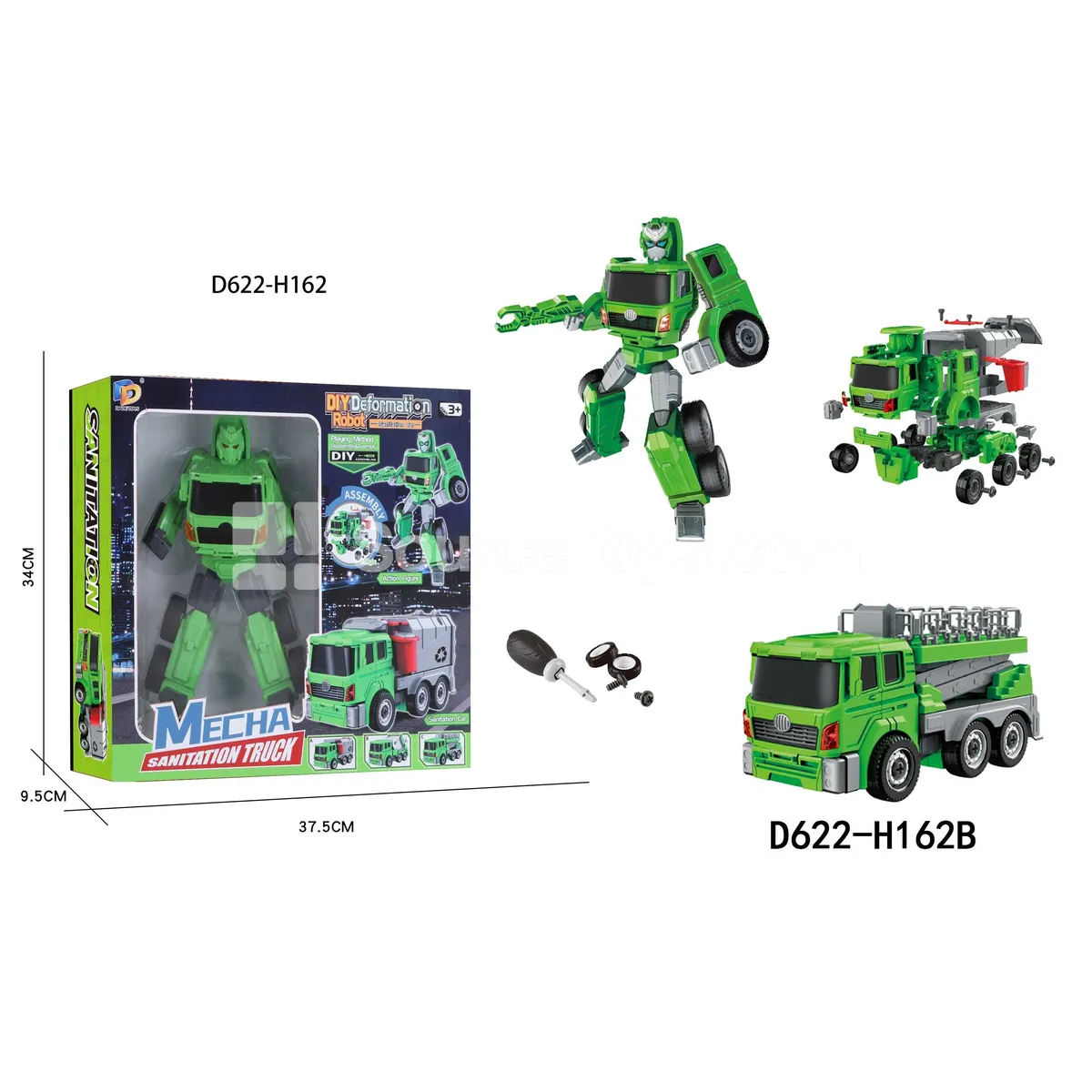 DIY Assembly Transforming Sanitation Vehicle Model Kit (D622-H162B)