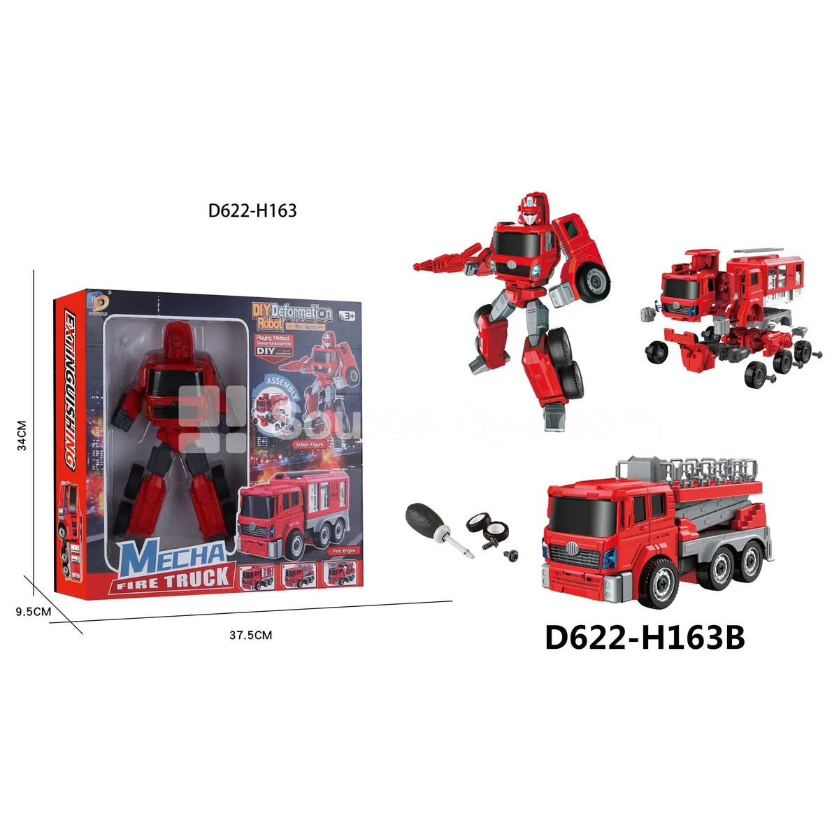 DIY Assembly Transforming Fire Truck Model Kit (D622-H163B)