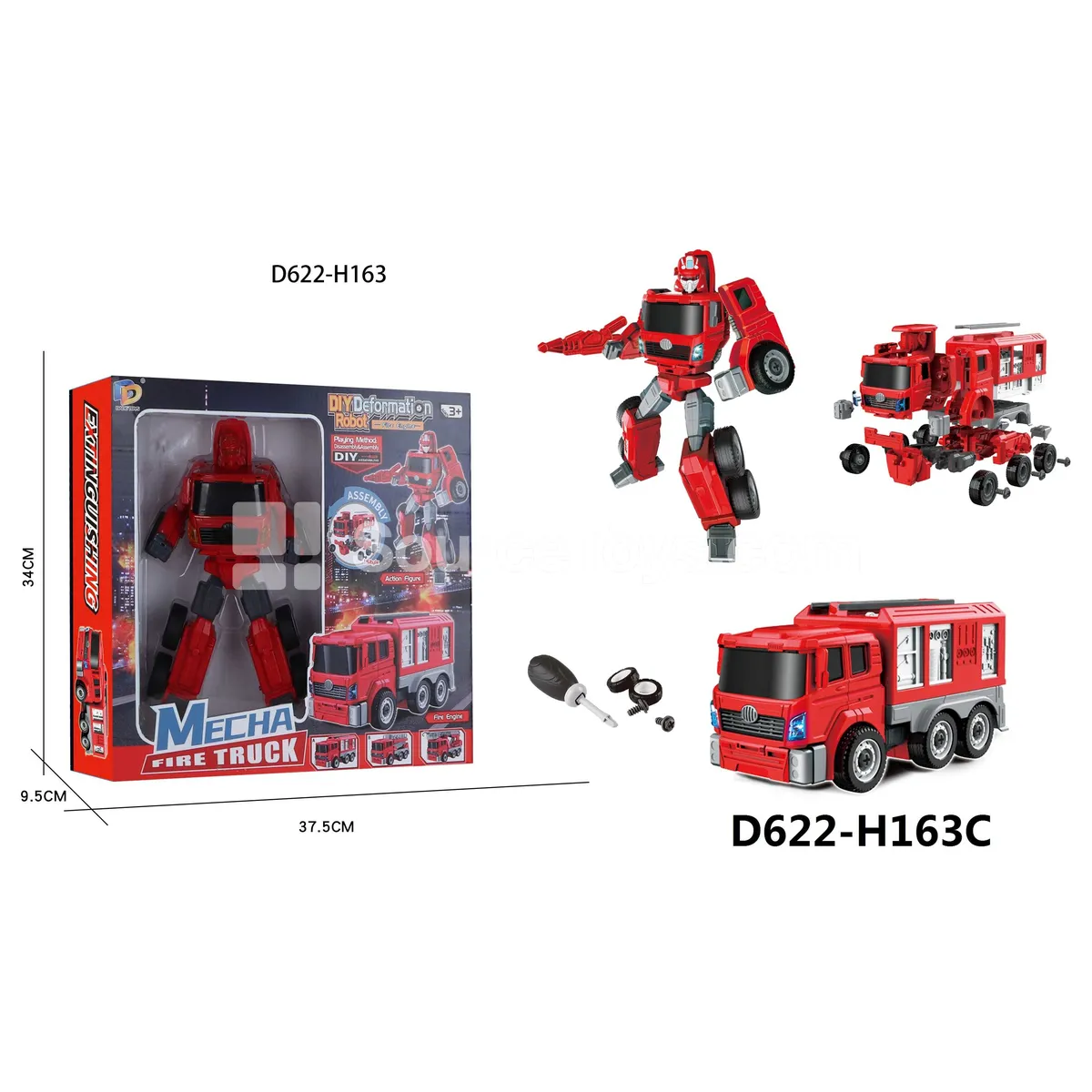 DIY Assembly Transforming Fire Truck Model Kit (D622-H163C)