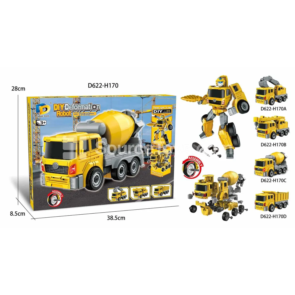 DIY Assembly Transforming Construction Vehicle Model Kit (D622-H170ABCD)