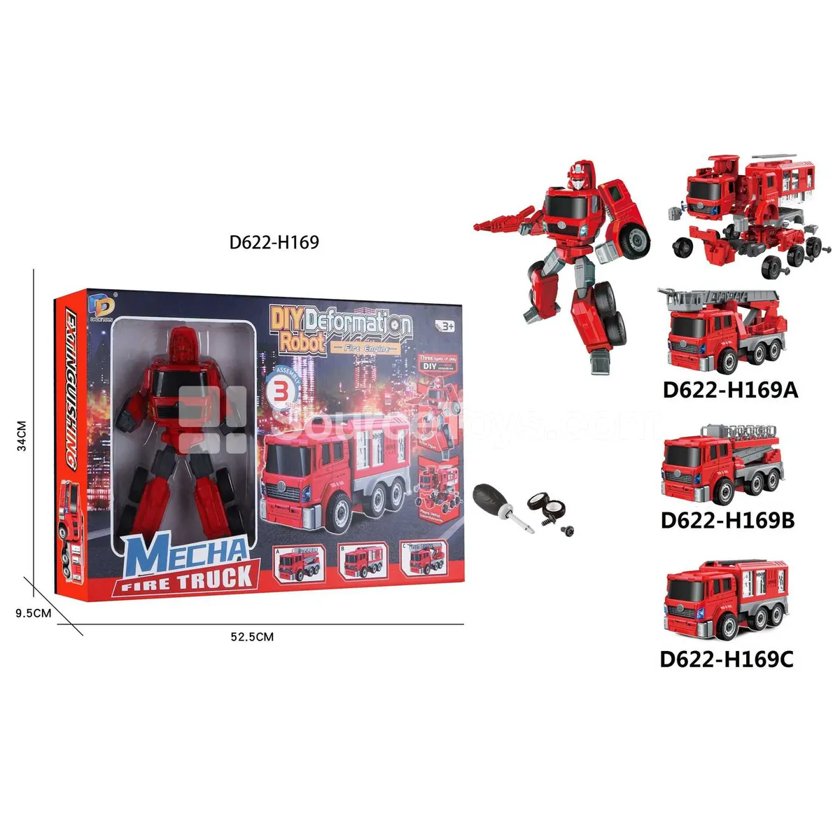 DIY Assembly Transforming Fire Truck Model Kit (D622-H169ABC)