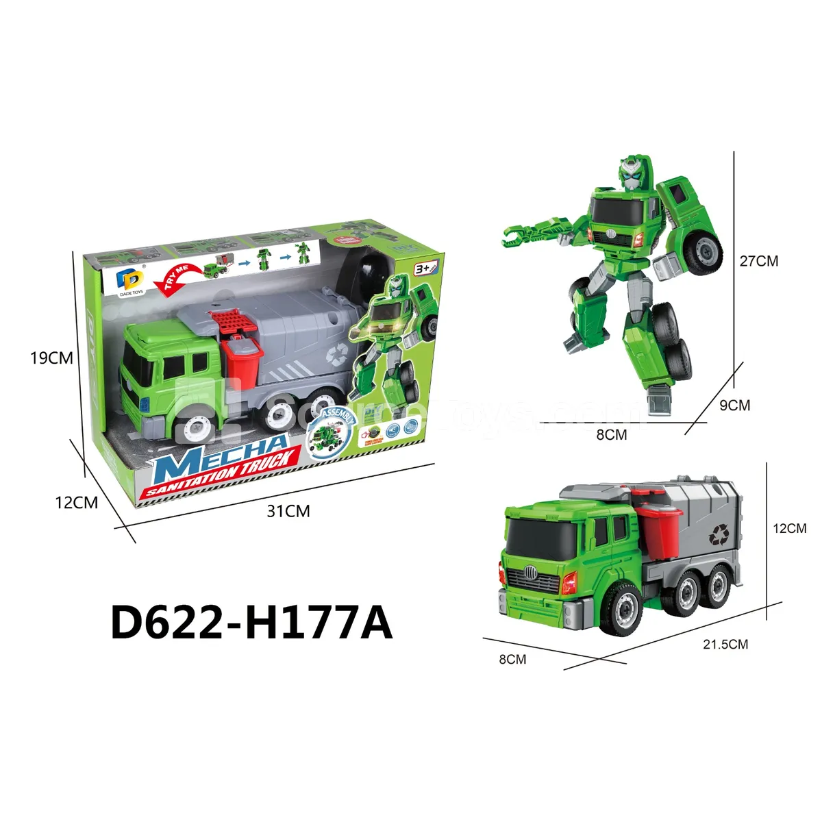 DIY Transforming Sanitation Vehicle Model Kit (D622-H177A)