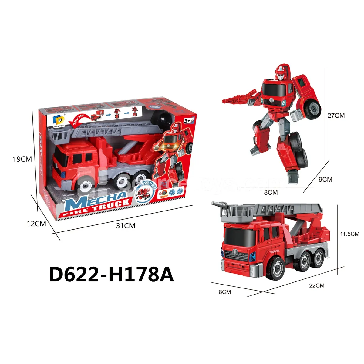 DIY Assembly Transforming Fire Truck Model Kit (D622-H178A)
