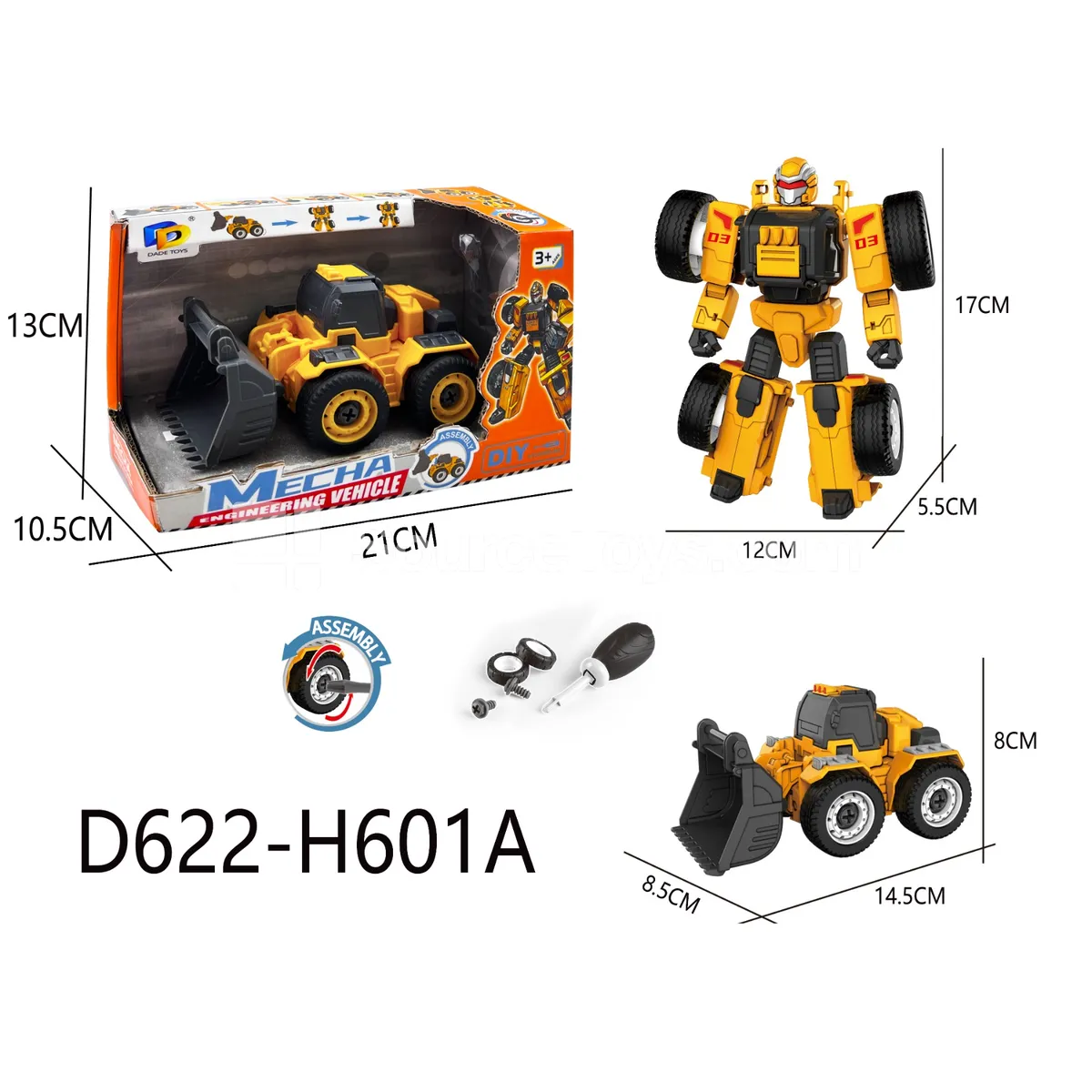 DIY Assembly Transforming Construction Vehicle Model Kit (D622-H601A)